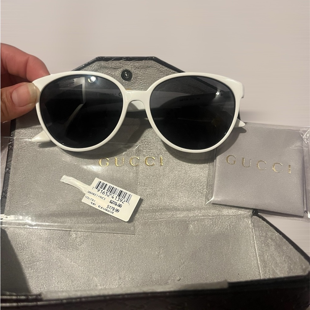 Gucci White Aviator Sunglasses